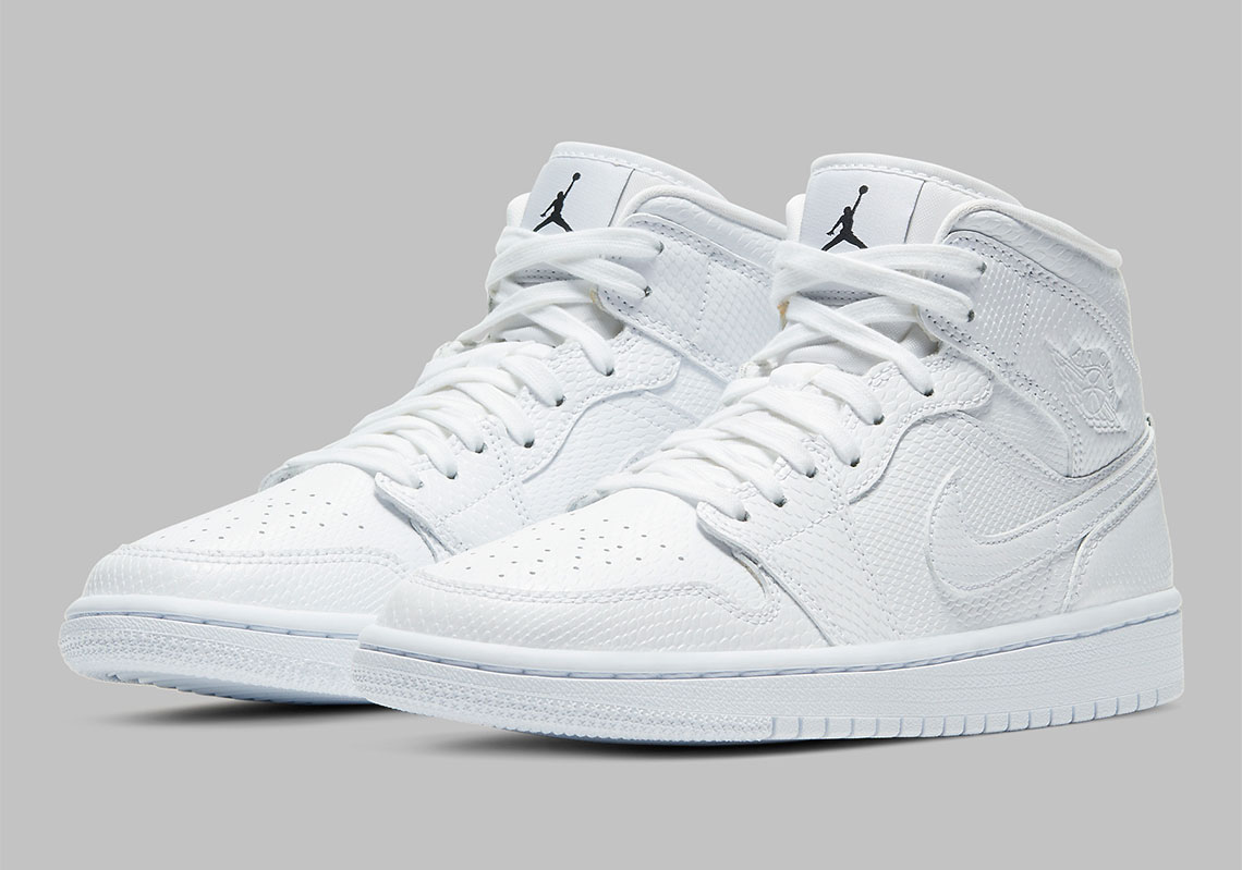 Air Jordan 1 Mid White Snakeskin BQ6472 