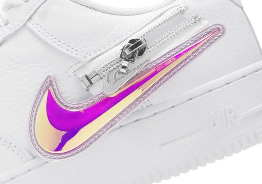 Nike Adds An Iridescent Removable Swoosh On The White Air Force 1