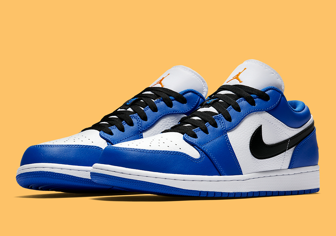 The Air Jordan 1 Low Pairs Color Complements Of Blue And Orange