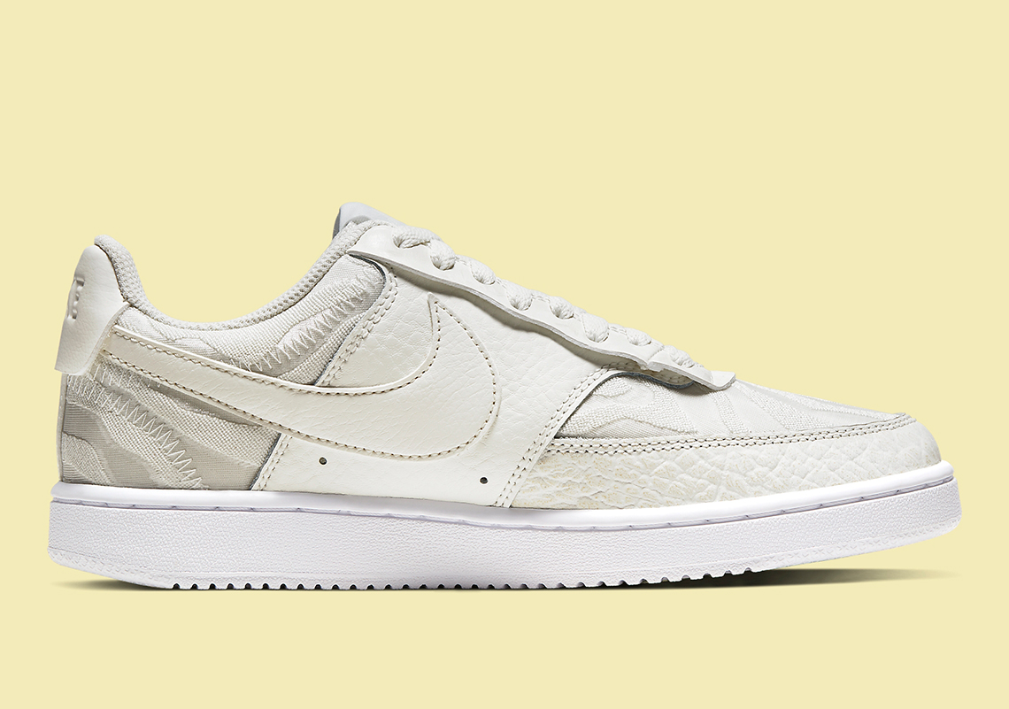 nike court vision low premium trainers in sail white & aura