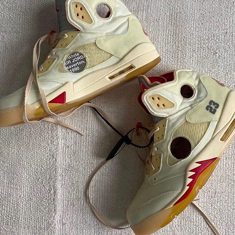 off white jordan 5 sail red