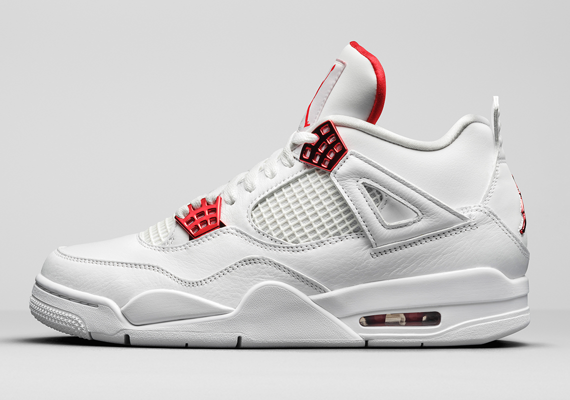 white and red jordan 4 2020