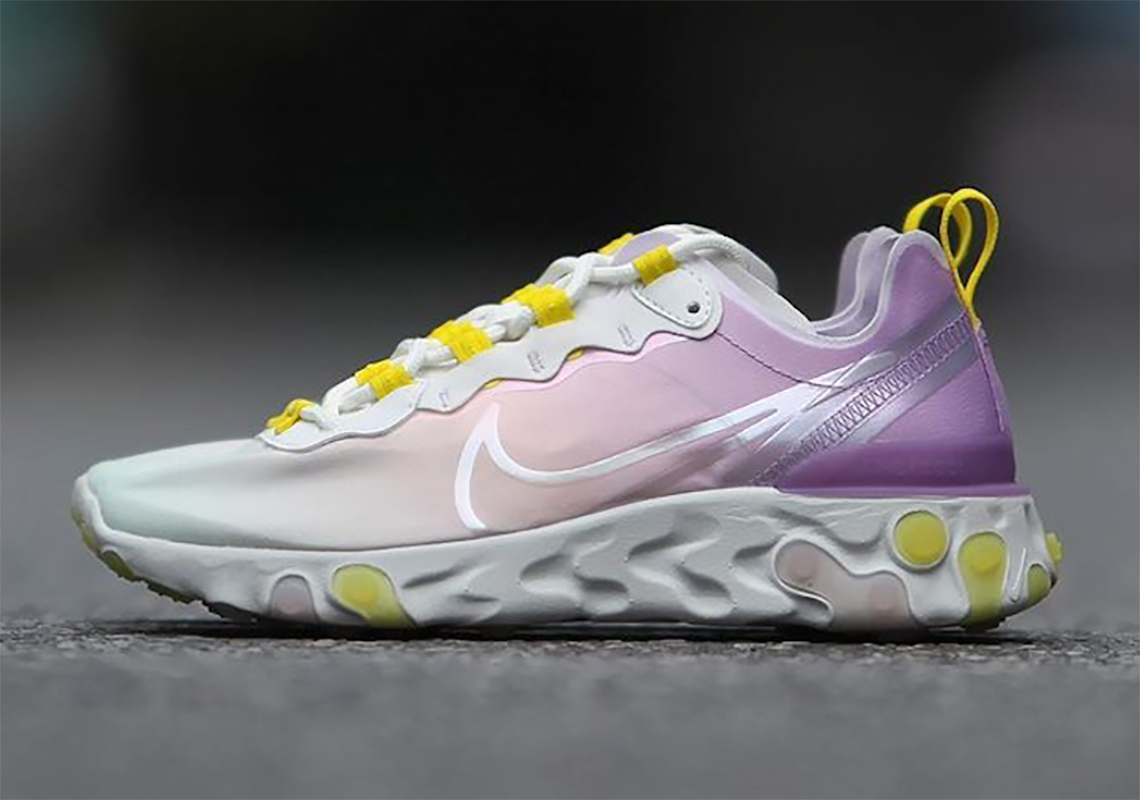 nike react purple and yellow