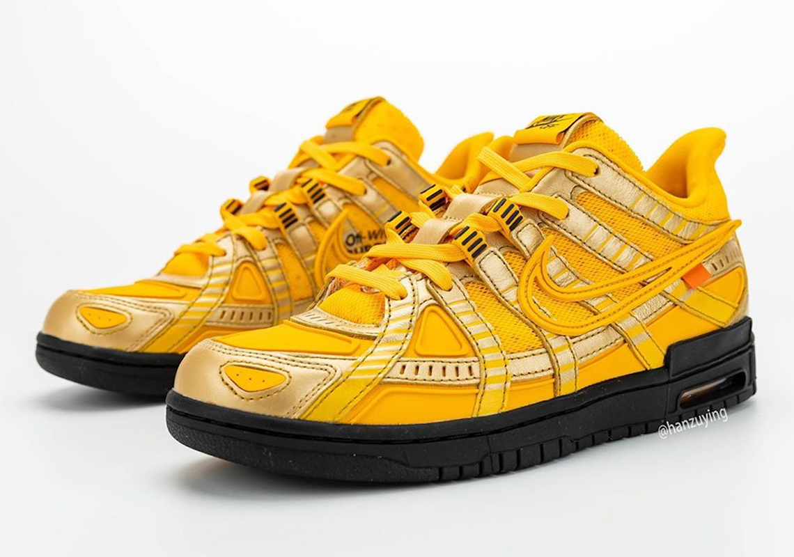 dunk off white university gold