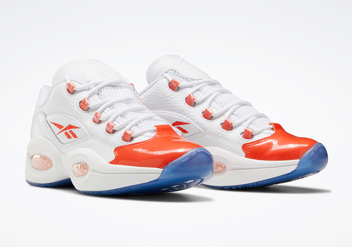 The Reebok Question Low Gets Patent Leather Toes In Reddish Orange