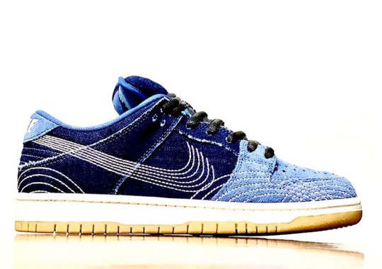 First Look At A Nike SB Dunk Low In Denim With Contrast Stitch Patterns