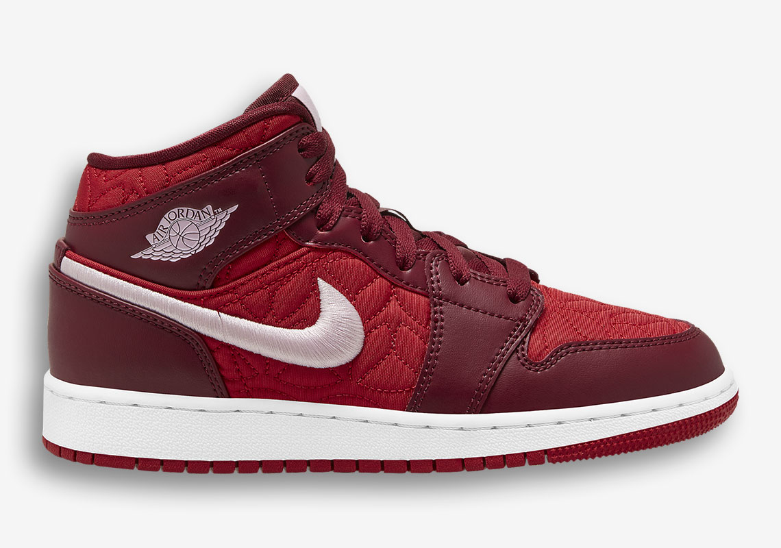 The Air Jordan 1 Mid For Girls Adds Elegant Quilted Uppers And Embroidered Swoosh Logos
