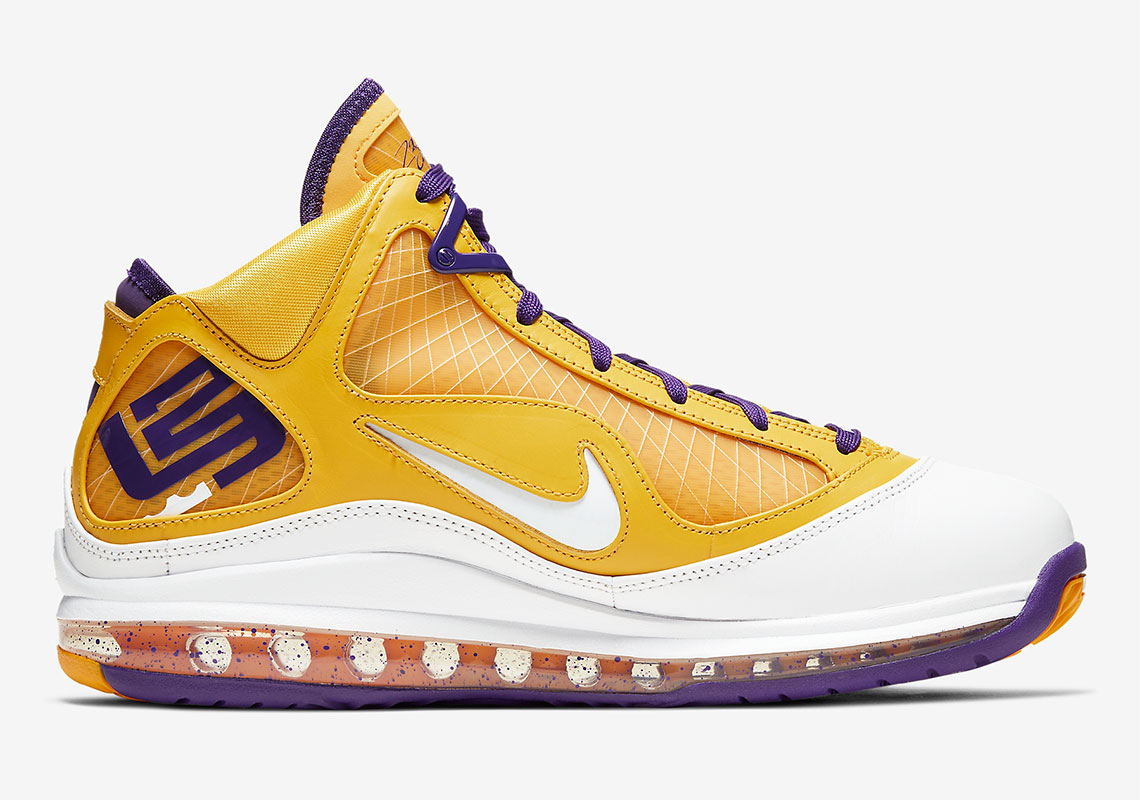 Nike LeBron 7 VII QS Media Day Men's 11 Purple Yellow Lakers shoes  CW2300-500 194495919753