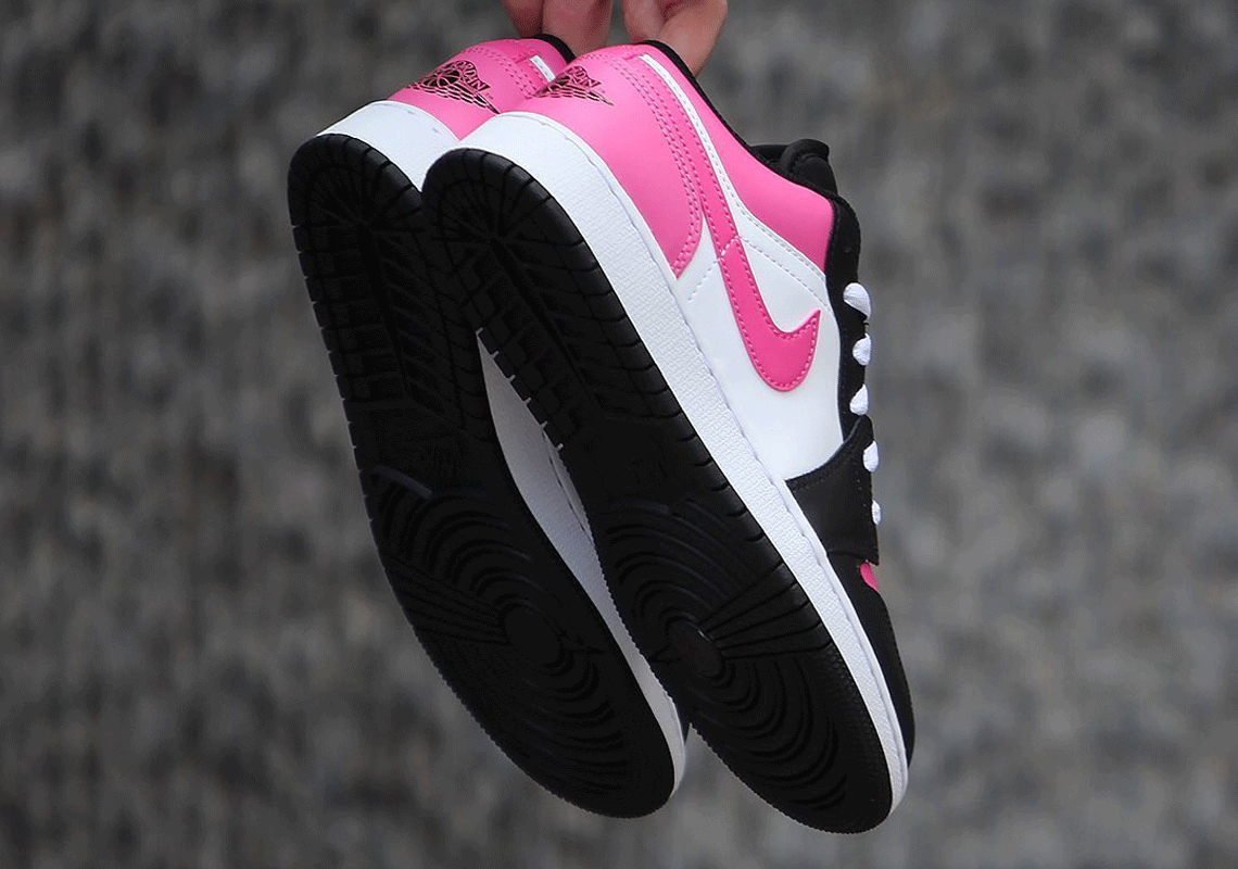 Air Jordan 1 Low Kids Pink Black White 8