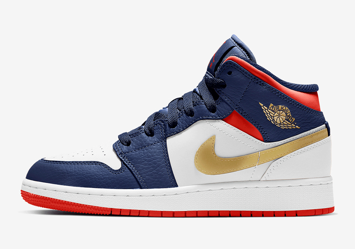 The Air Jordan 1 Mid For Kids Gets A "USA Olympic" Colorway