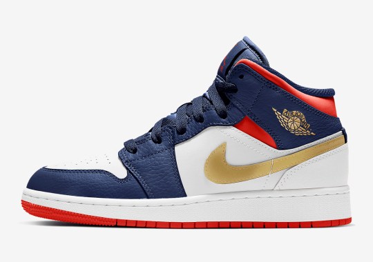 The Air Jordan 1 Mid For Kids Gets A “USA Olympic” Colorway