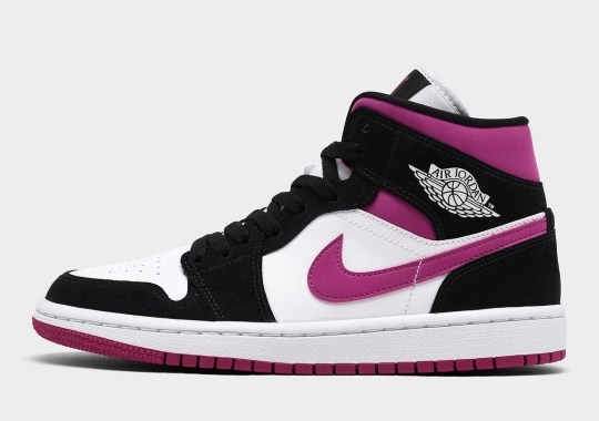 The Air Jordan 1 Mid Appears In A Magenta Color-blocking