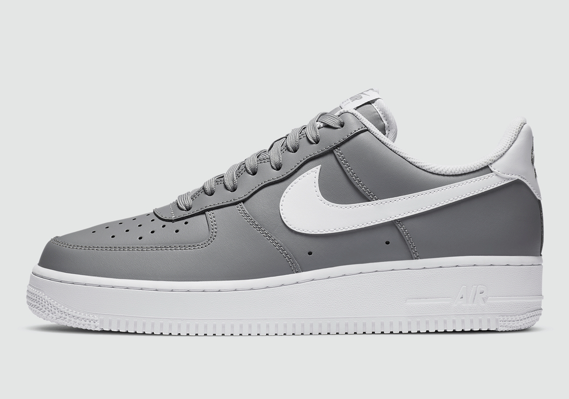 gray and white nike air force 1