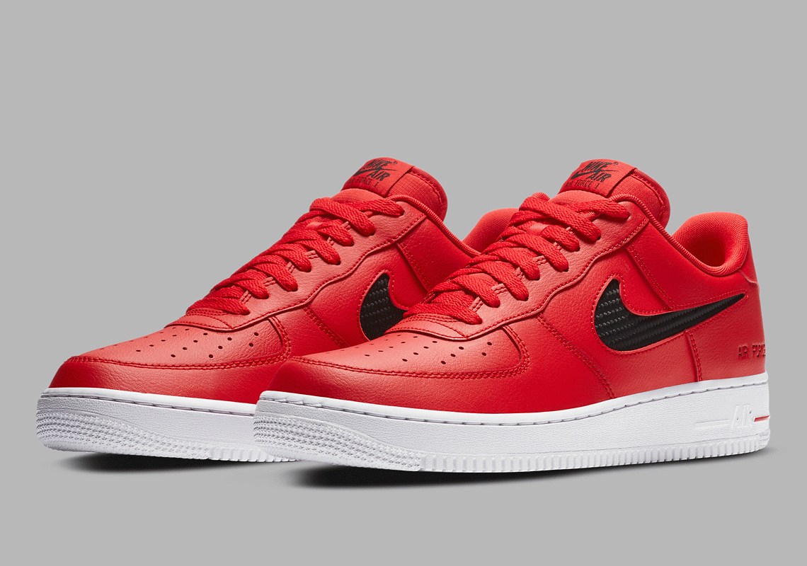 air force 1 black red swoosh