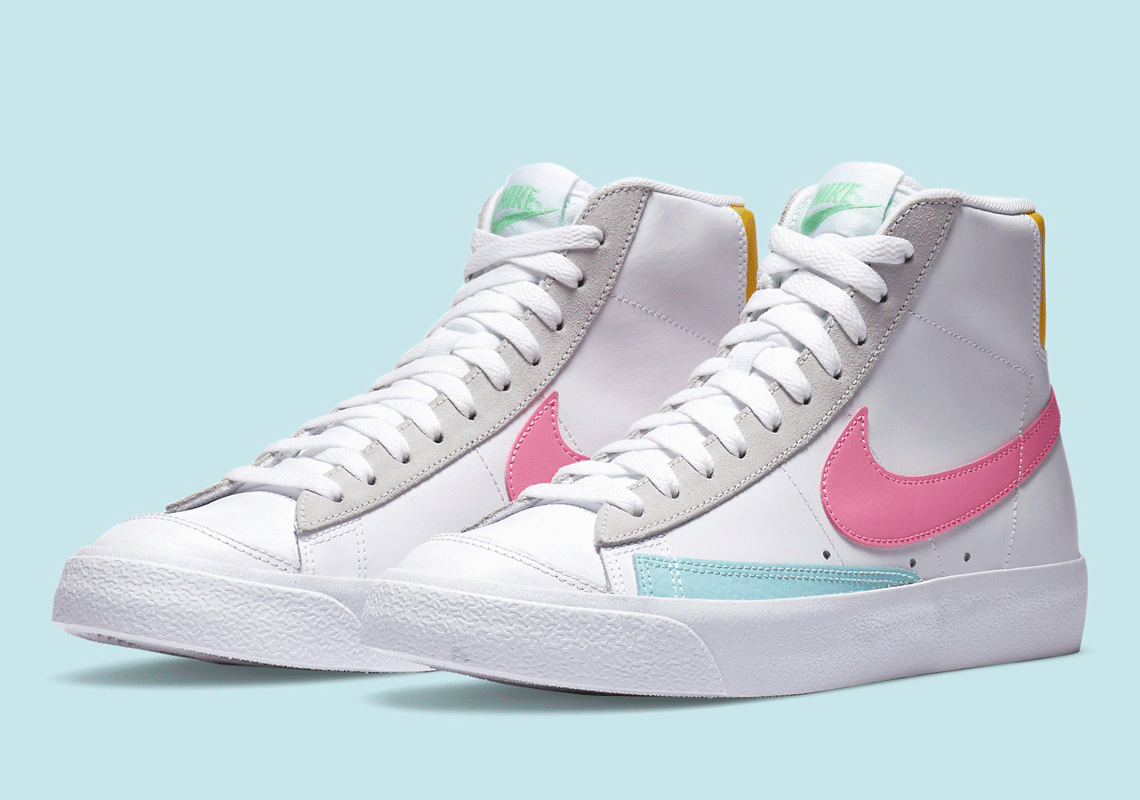 grey and pink nike blazers