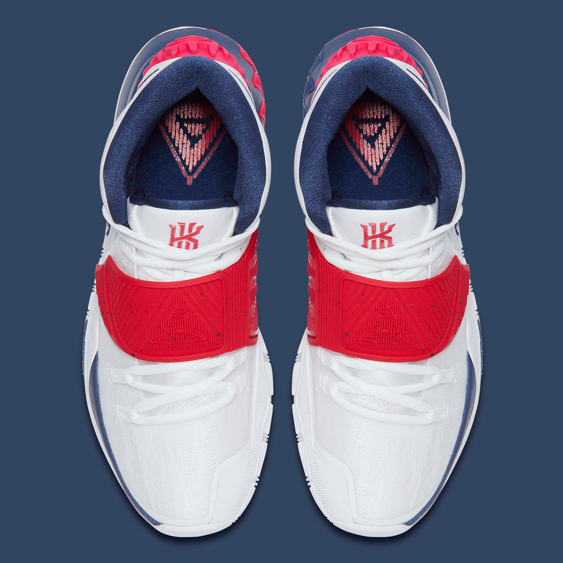 Kyrie shoes red outlet white and blue