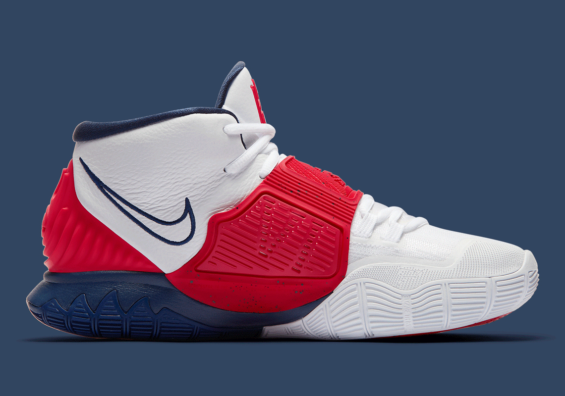 kyrie irving red white blue shoes