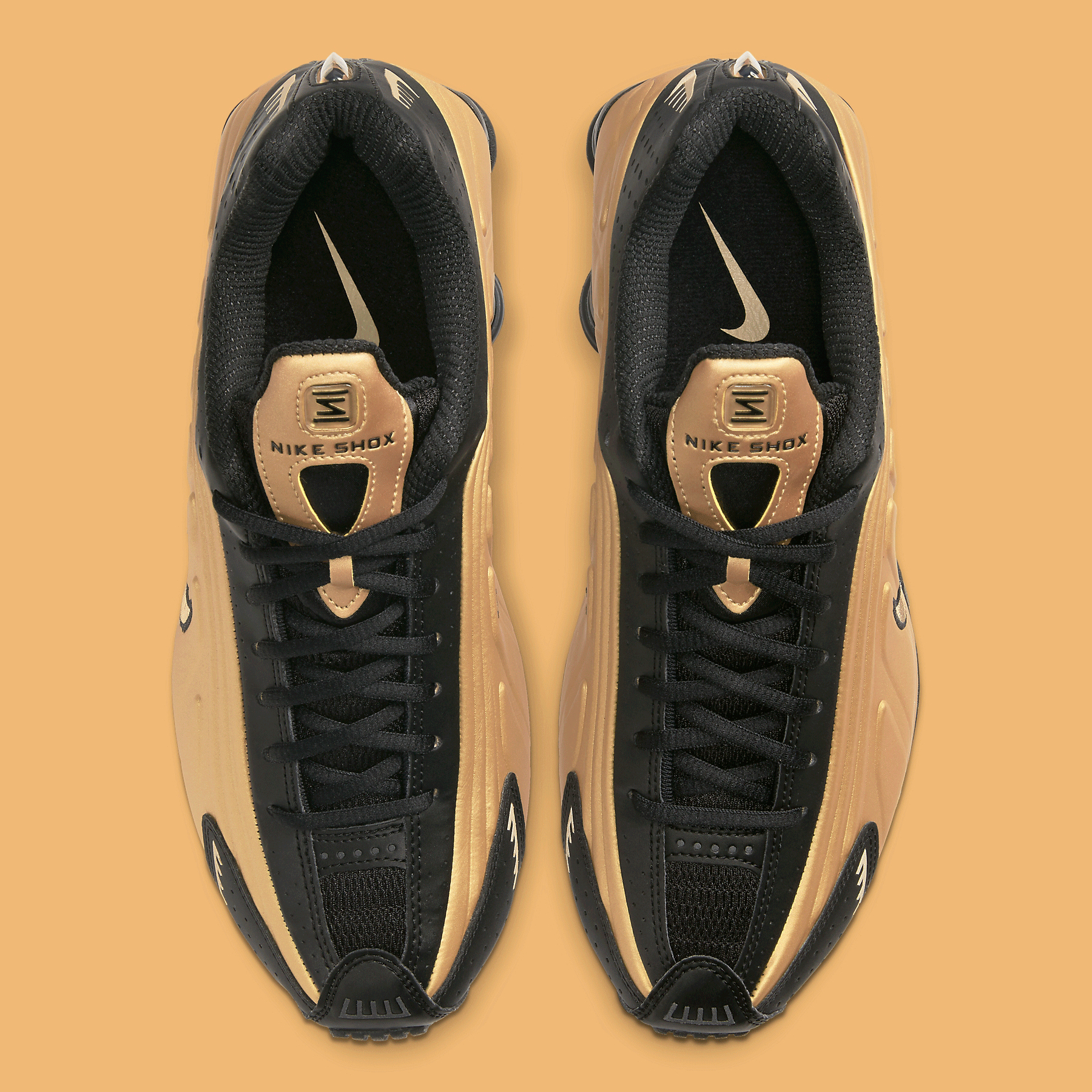 black and gold nike shox