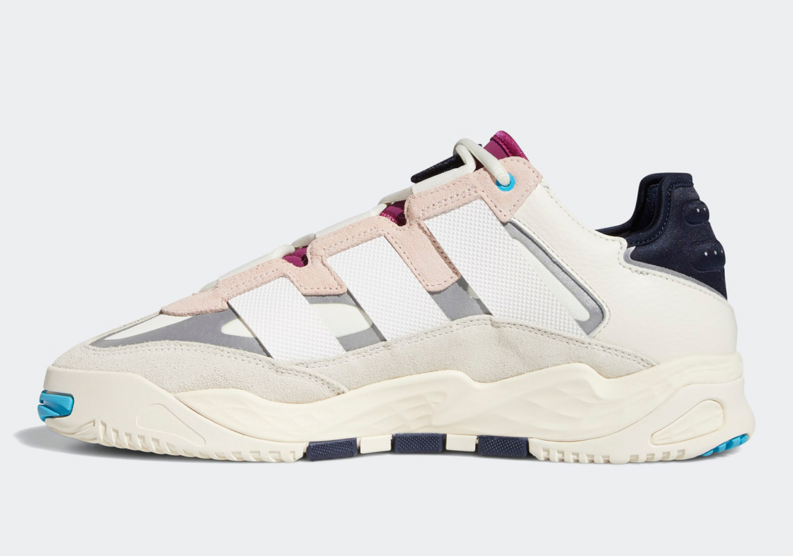 adidas originals niteball trainers in white and pink