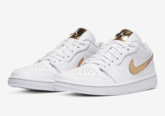 The Air Jordan 1 Low Is Available In White And Metallic Gold