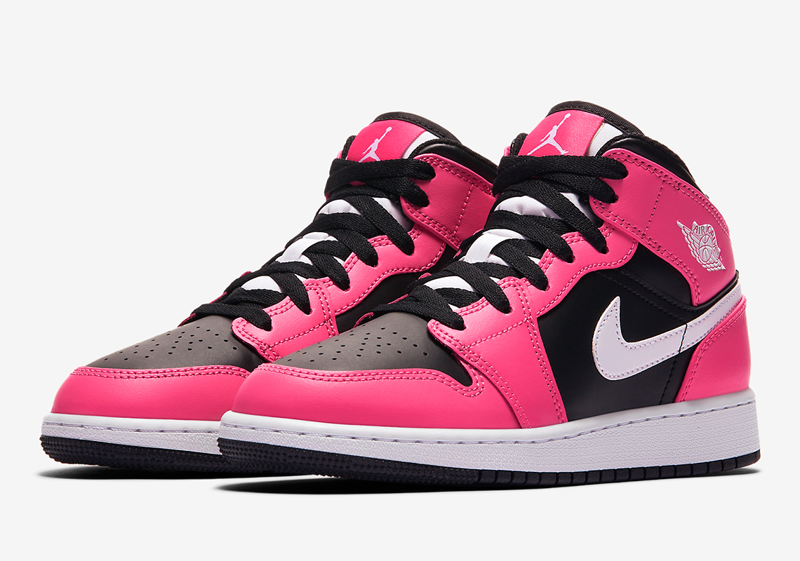 pink and black and white jordans