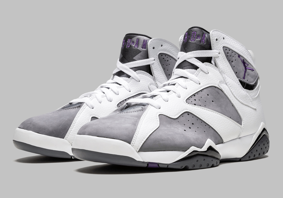 white and gray jordan 7