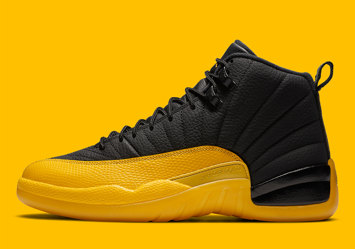 jordan retro 12 black and university gold