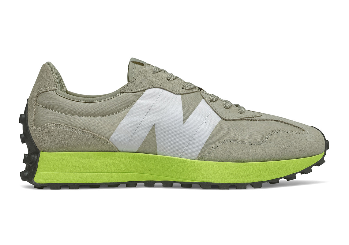 New Balance 327 Grey Neon Green 