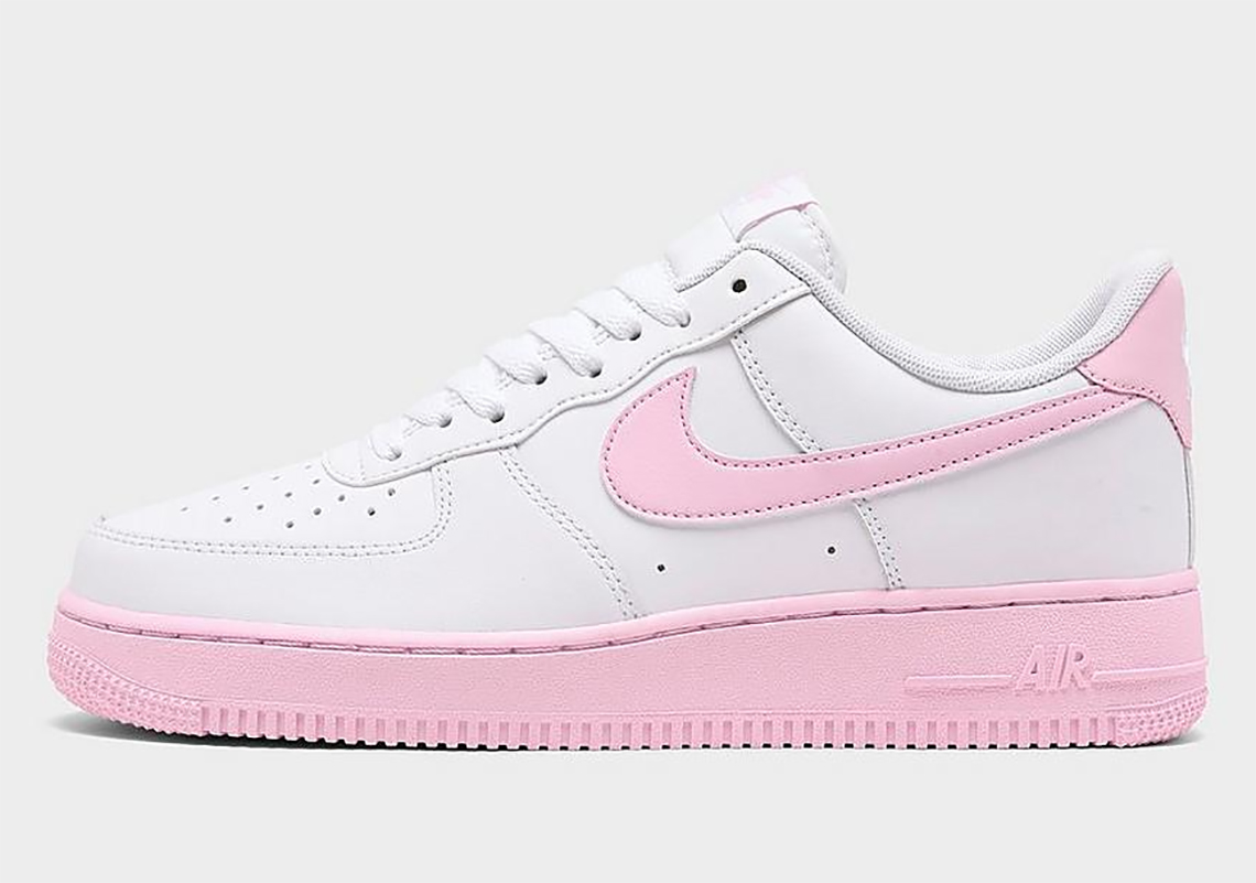 pink and white air force ones high top