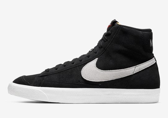 The Nike Blazer Mid ’77 Combines Black Suede With Photon Dust Swooshes