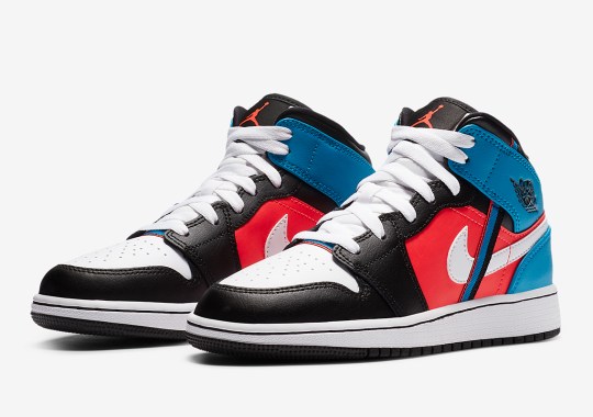 The Air Jordan 1 Mid Attaches Tri-Color Webbing To Its Side Profile