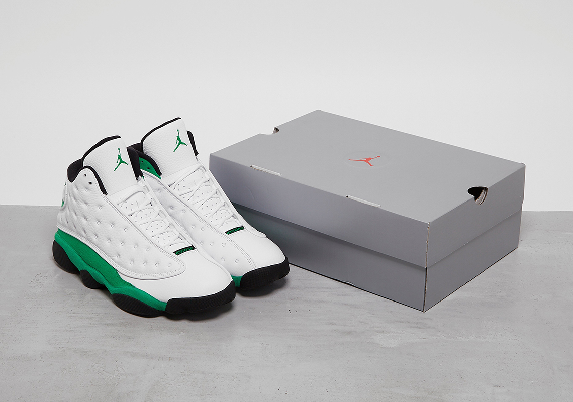 white and green 13 jordans