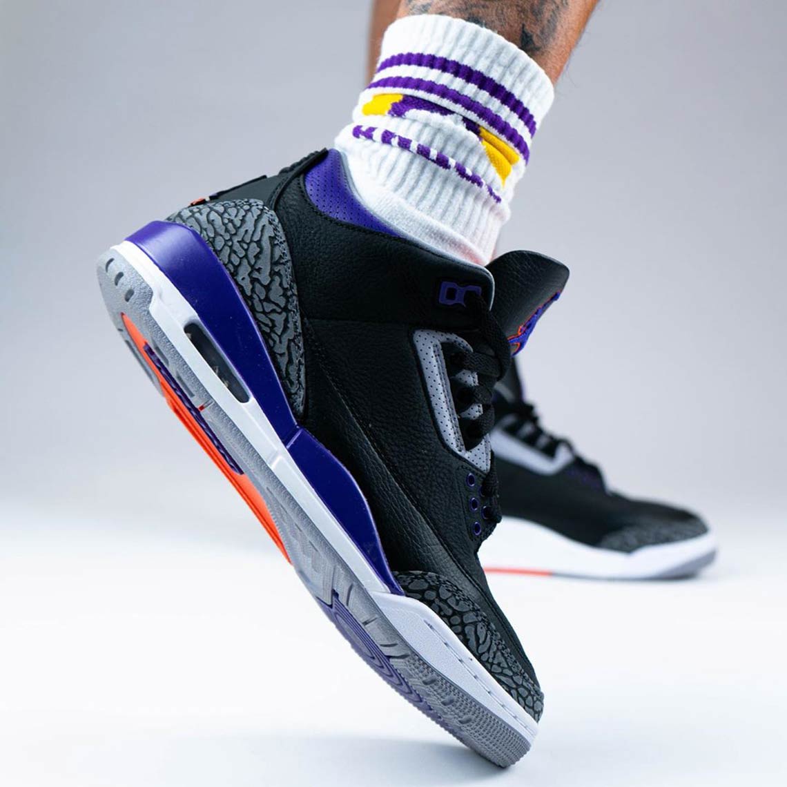 jordan 3 court purple on feet