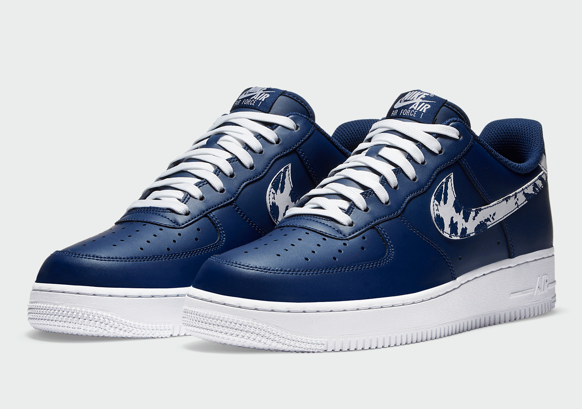 navy and white air force ones