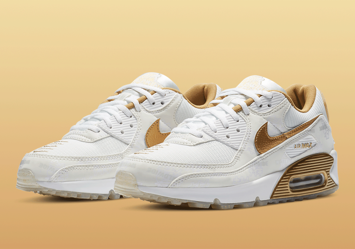Another Nike Air Max 90 "Worldwide Pack" Emerges In White And Gold