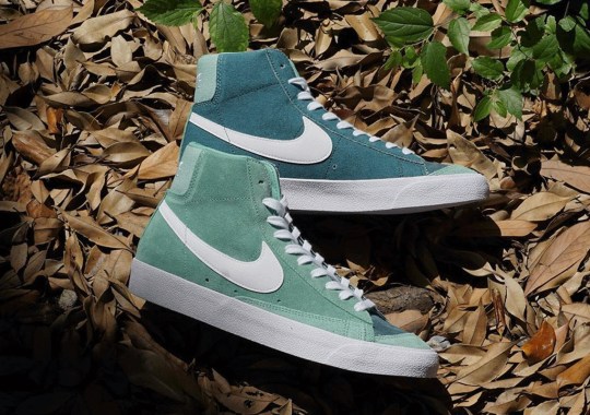 Mismatched Green Panels Adorn The Nike Blazer Mid ’77 Vintage