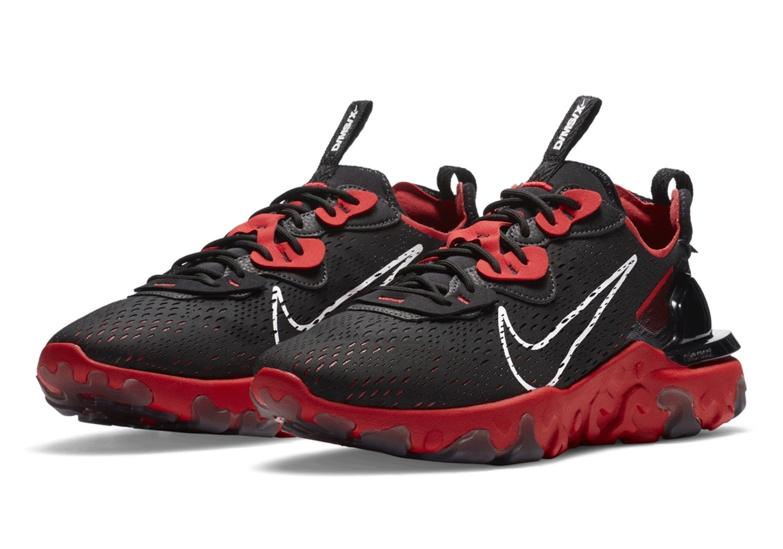 mens nike react vision black and red