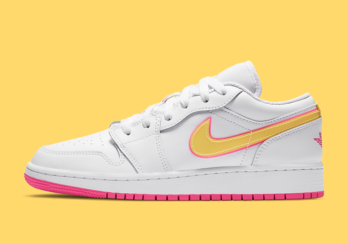 pink and white air jordan 1 low