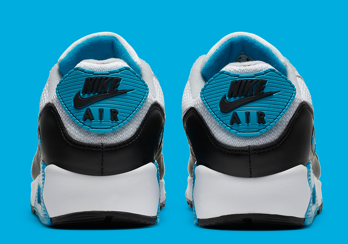 Nike Air Max 90 Men's Shoes White-Black-Grey-Laser Blue cj6779-100