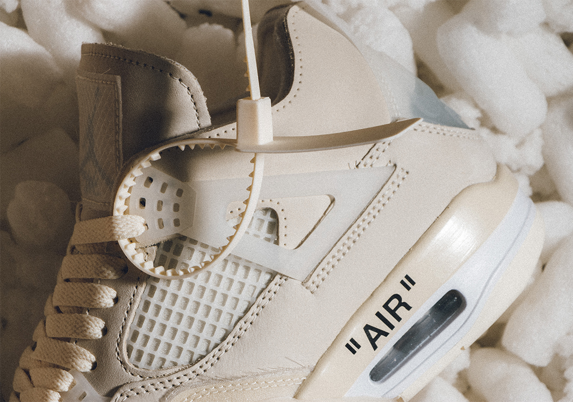 First Look At Jordan And Virgil Abloh's Creamy Retro 4 Sneaker, SNOBETTE