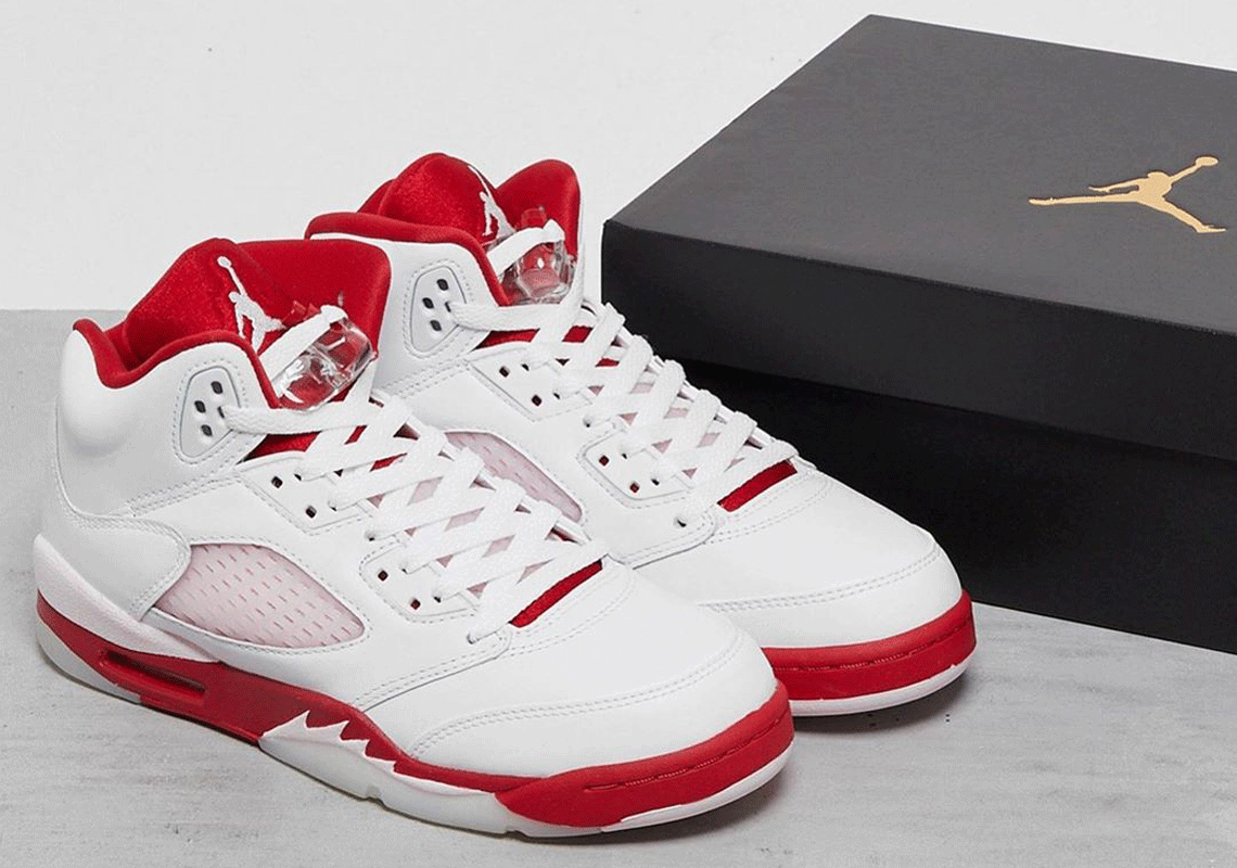 jordan 5 white and red