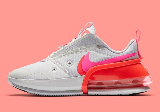 The Women’s Nike Air Max Up “Vast Grey” Gets Suited With Pink Blast And Flash Crimson