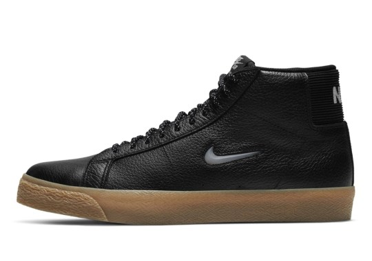 The Nike SB Zoom Blazer Mid Dresses Up In Black And Gum Brown