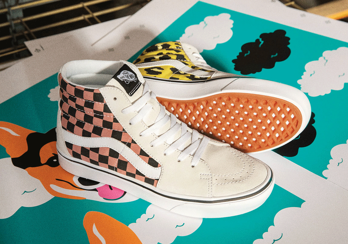 New Vans Comfycrush Era Mixed Checker Leopard Print White on sale Sneakers