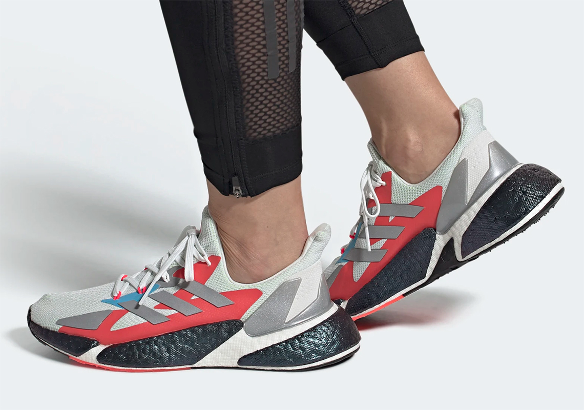 The adidas X9000L4 Appears With Crimson And Blue Accents