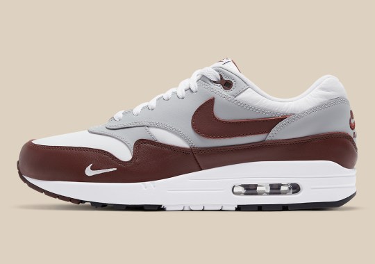 A Nike Air Max 1 Is Releasing Soon In Brown Leather And Mini Swoosh Logos