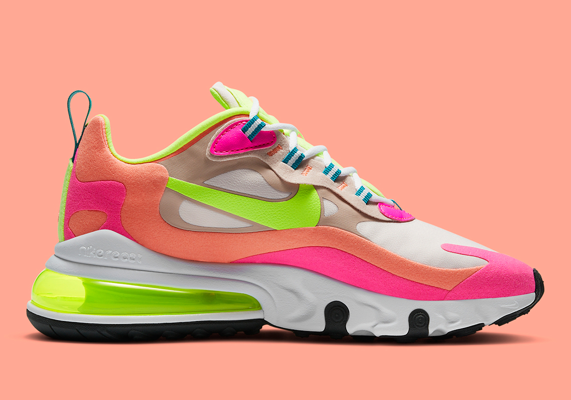 nike air max 270 react pink/volt women's shoe