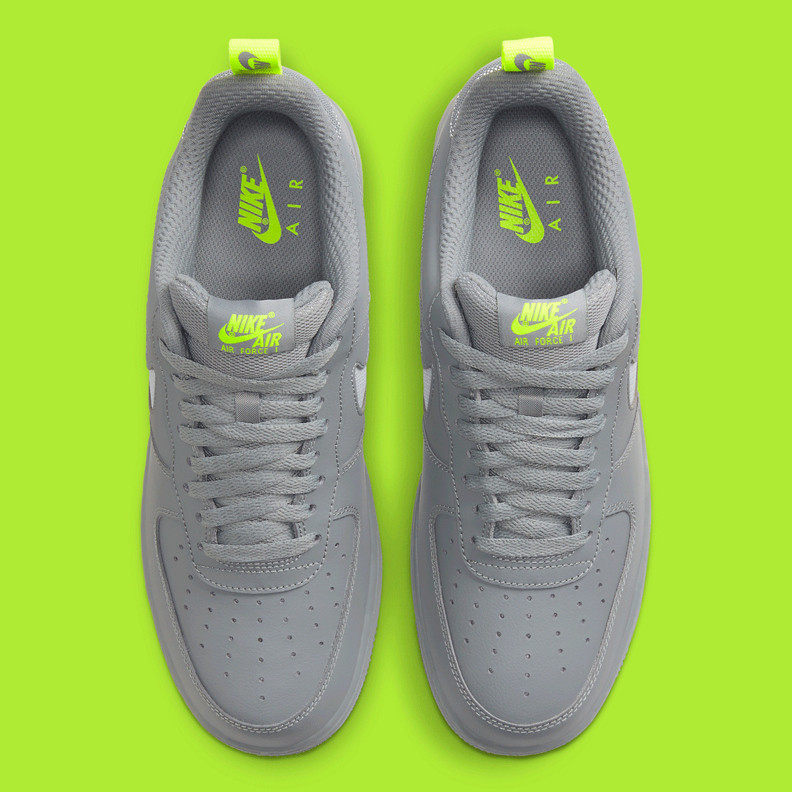 lime green and grey air force ones