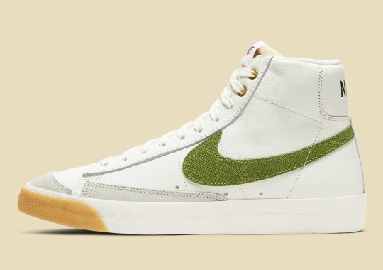 Green Snakeskin Swooshes Appear On This Gum Toe-Capped Nike Blazer Mid