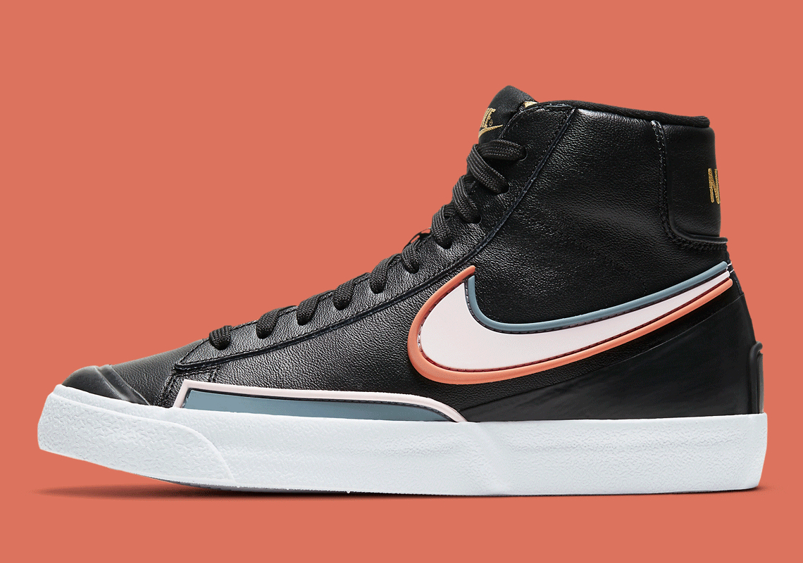 The Nike Blazer Mid D/MS/X With Rubber Overlays Appears In Black